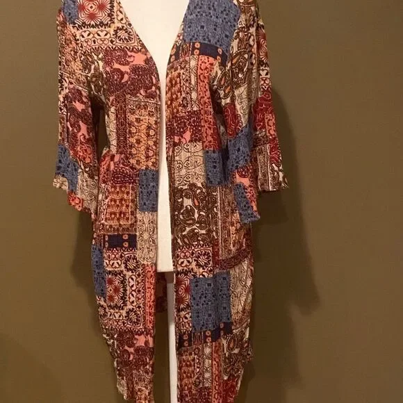 L Love Multi Pattern Cardigan Size Large - Picture 9 of 10